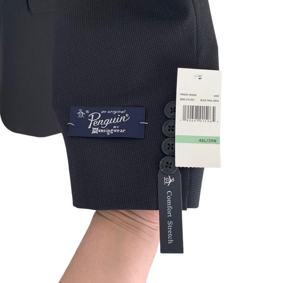 Original Penguin Black Tonal Micro-Check Comfort Stretch Suit - Picture 4 of 12